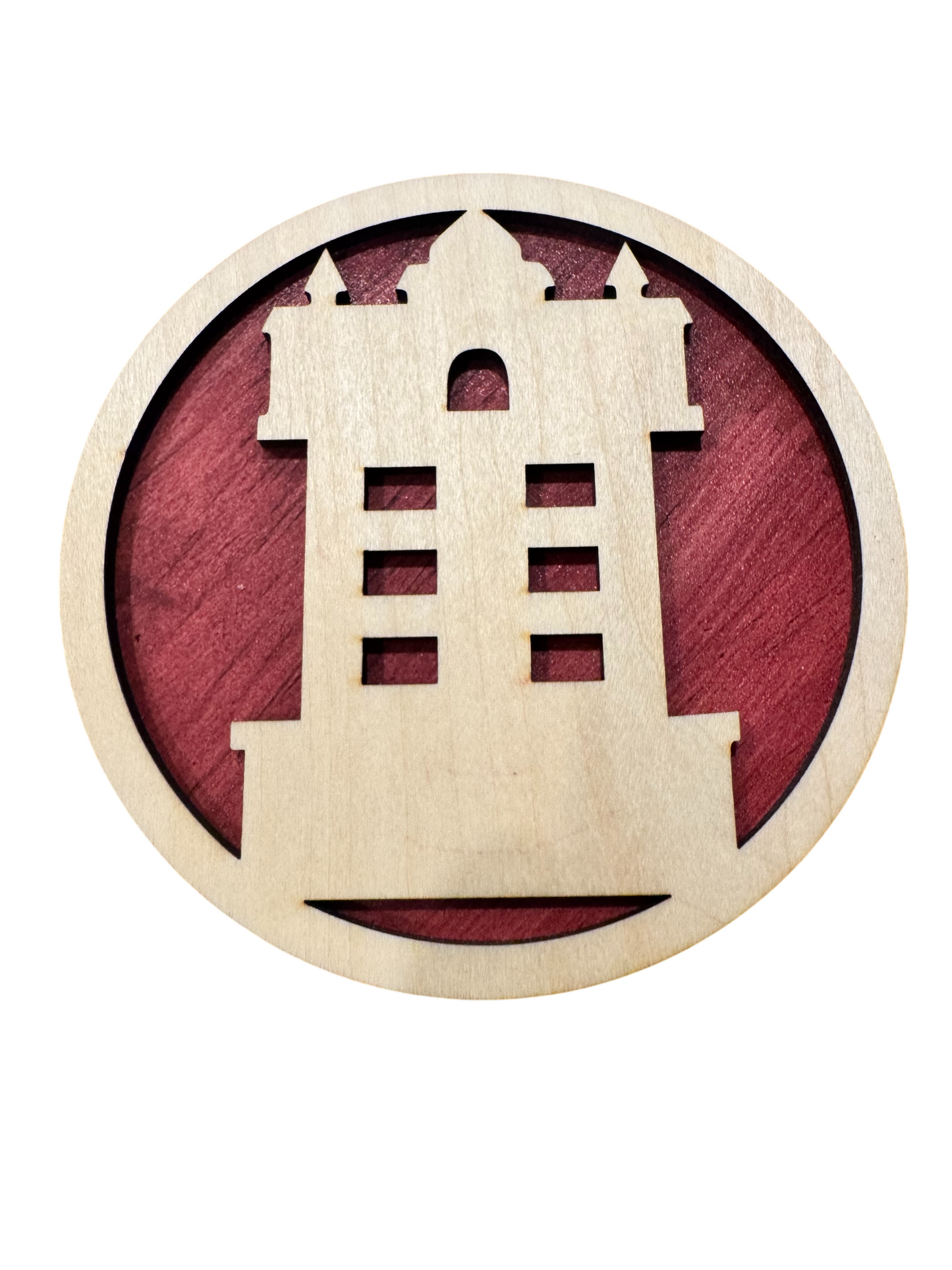 Haunted Hotel Inspired Layered Wood Coaster Set (4) | Twilight Drop Ride Decor | Laser Cut Spooky Drink Coaster | Hollywood Theme Decor