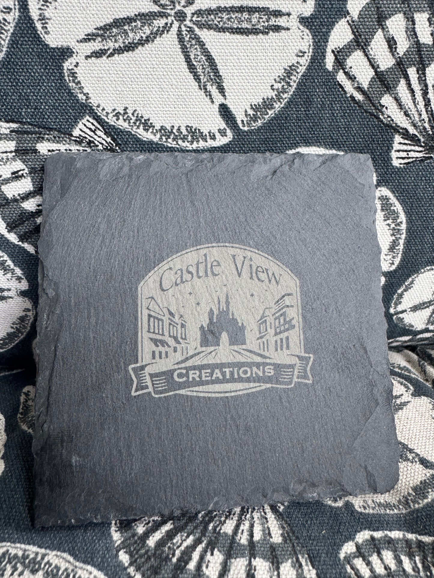 Personalized Laser Engraved Slate Coaster – Elegant Custom Home Bar & Table Decor