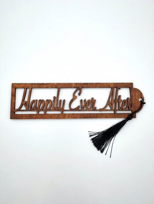 Laser Cut Happily Ever After Wooden Bookmark – Fairytale Ending Book Lover Gift & Functional Reading Accessory