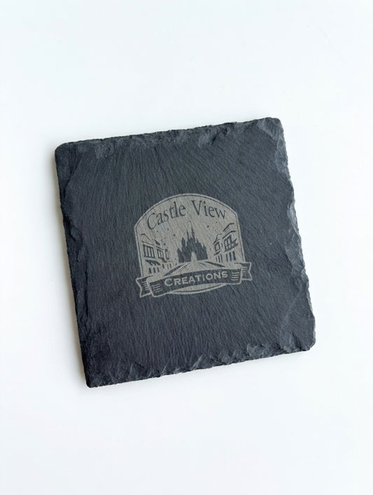 Personalized Laser Engraved Slate Coaster – Elegant Custom Home Bar & Table Decor