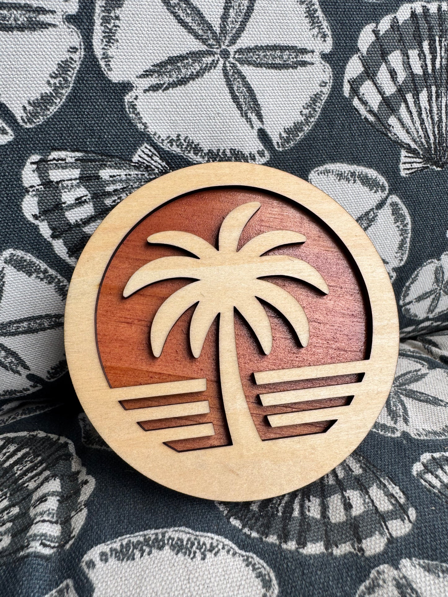 Laser Cut Florida Palm Layered Coaster Set (4) – Tropical Beach Functional Home Decor