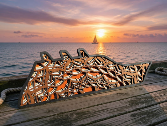 Laser Cut Sail Away (Orange) Layered Wall Art – Tropical Cruise Sunset Enchanted Home Decor