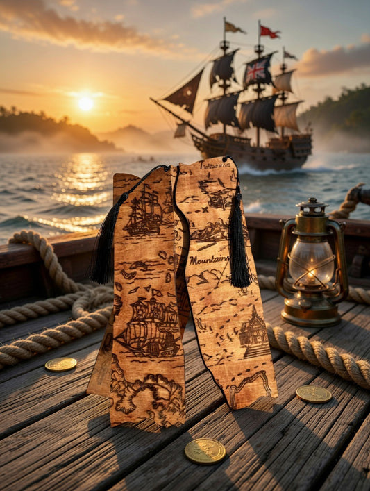 Laser Cut Pirate Map Bookmark Pack (3) – Treasure Hunt Book Lover Gift Set & Functional Reading Accessories