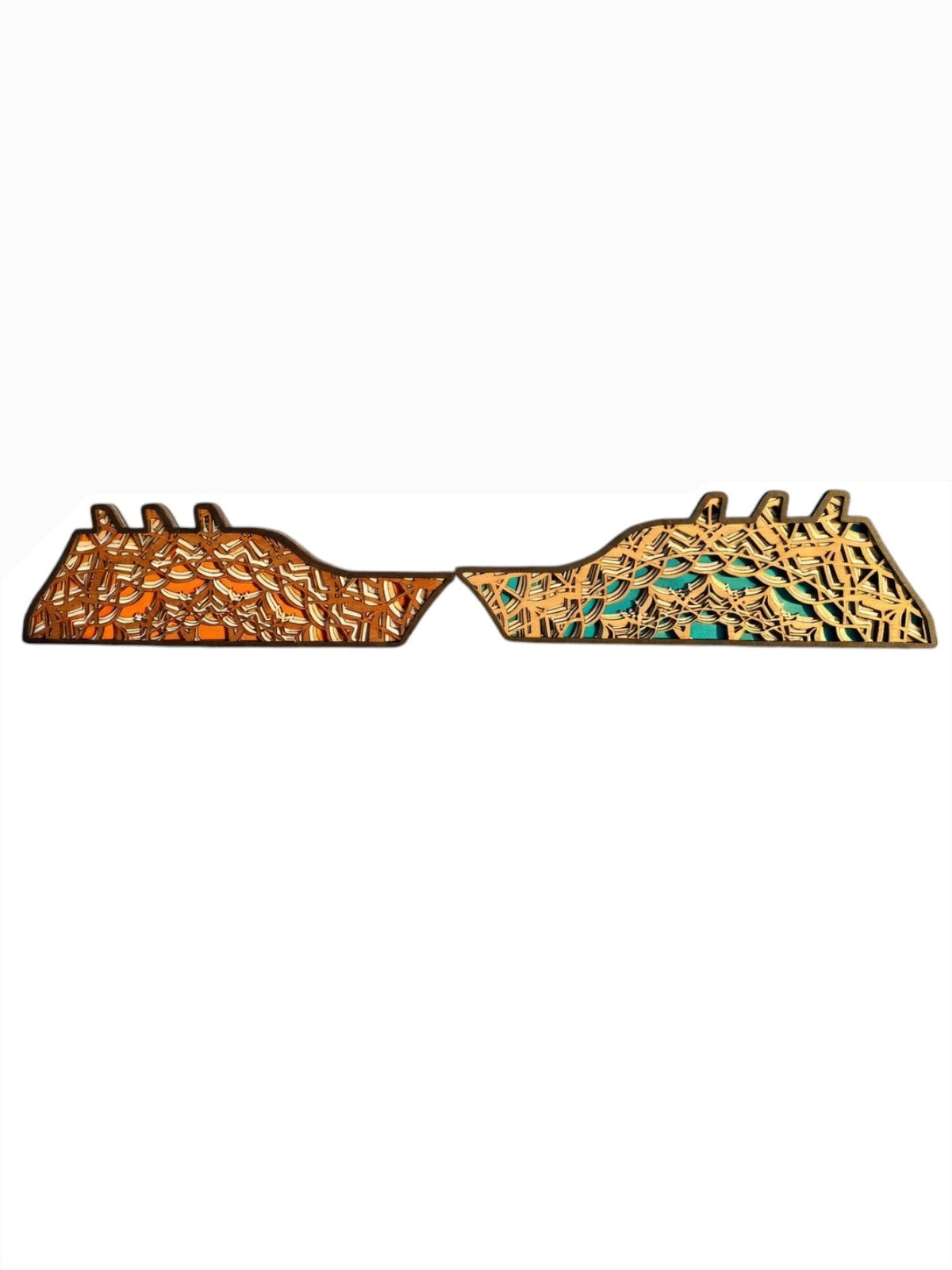 Laser Cut Sail Away Duo Layered Wall Art Set – Matching Orange & Blue Sailboat Enchanted Wall Decor