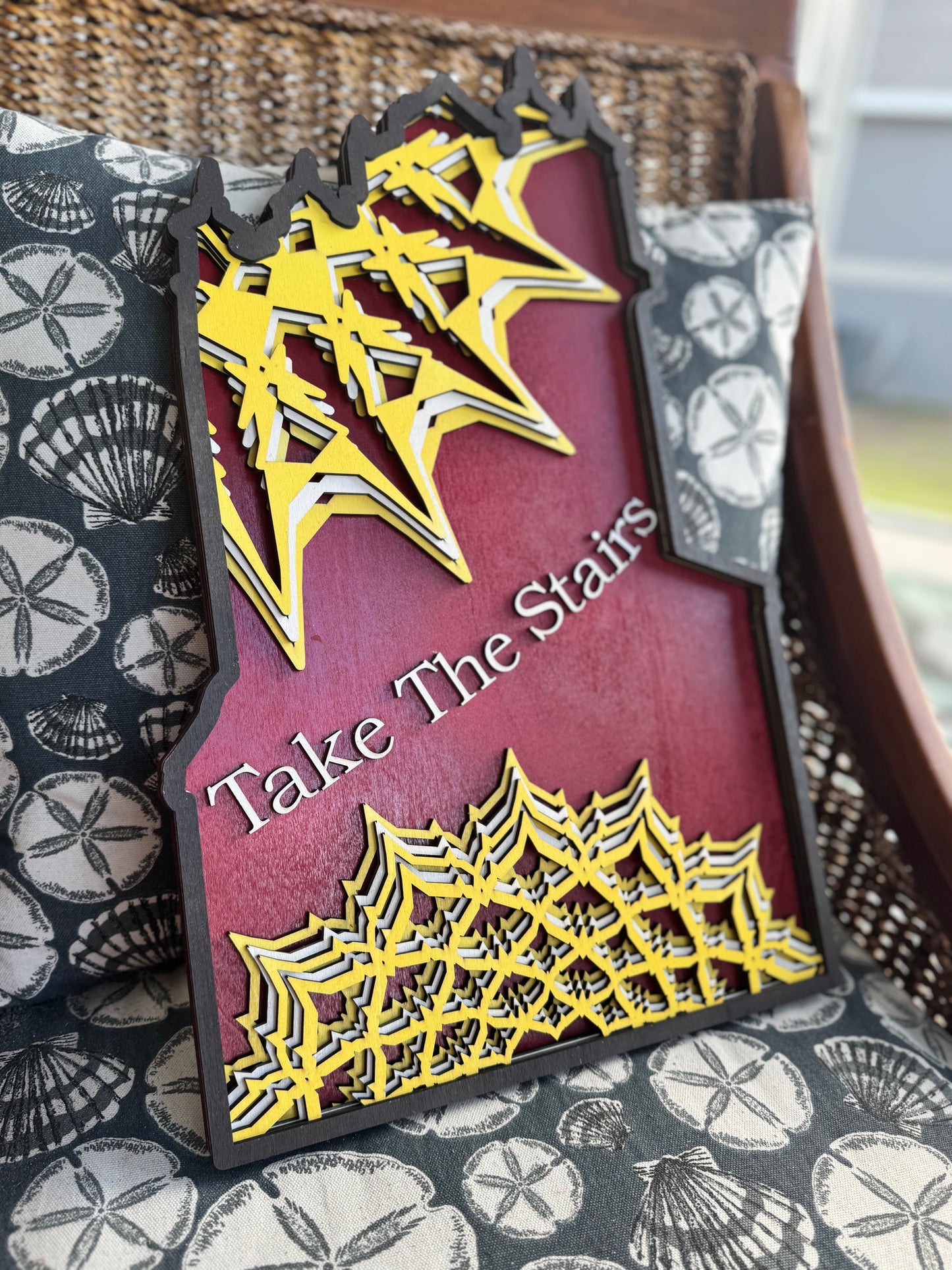 Tower of Terror "Take The Stairs"  Wall Art | Disney Inspired Layered Wood Sign | Lightning Spooky Disney Home Decor
