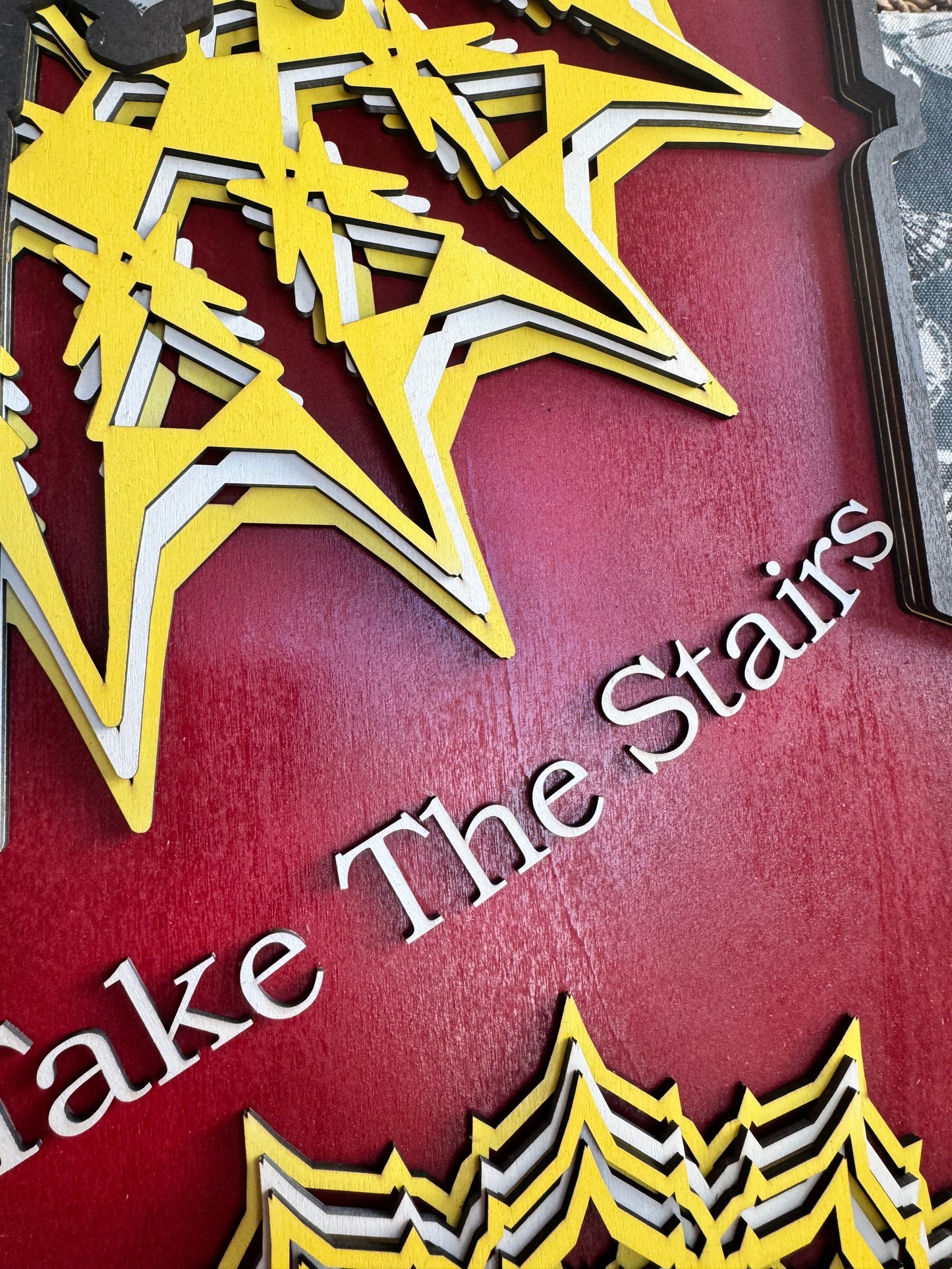 Tower of Terror "Take The Stairs"  Wall Art | Disney Inspired Layered Wood Sign | Lightning Spooky Disney Home Decor