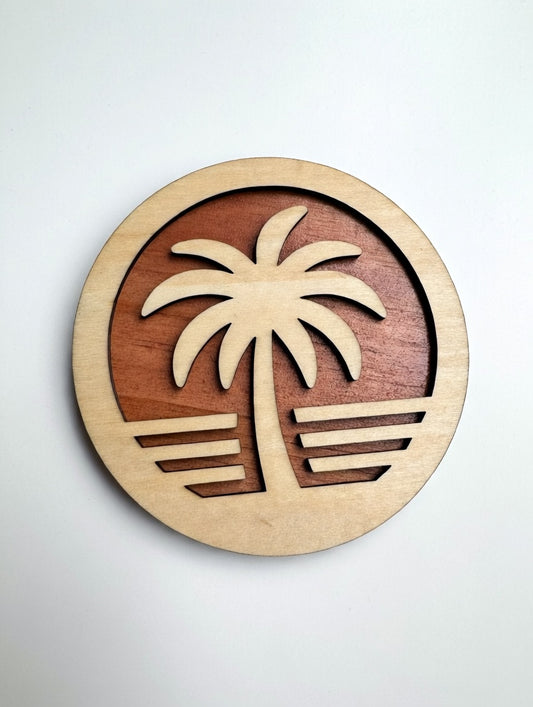 Laser Cut Florida Palm Layered Coaster Set (4) – Tropical Beach Functional Home Decor