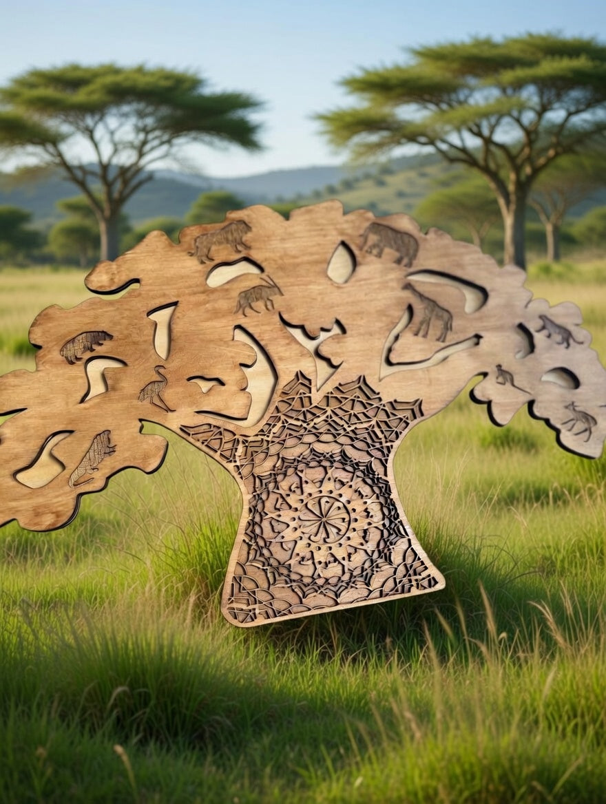 Laser Cut Tree of Life Layered Wall Art – Enchanted Nature Symbol & Functional Home Decor